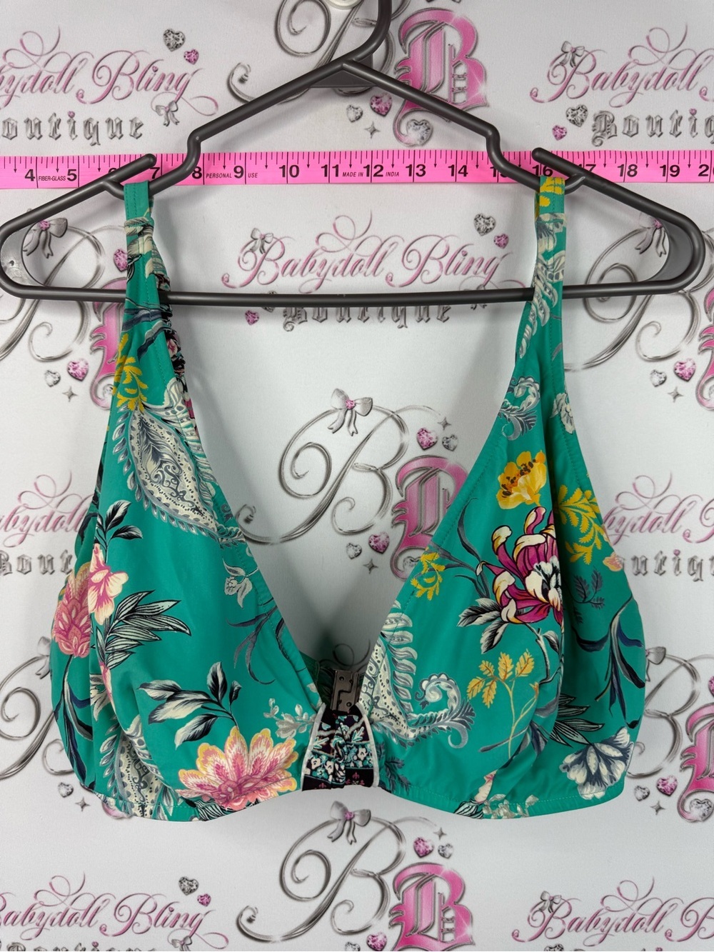 Seafolly bikini top flowers swim pool beach Teal Floral Bikini Top